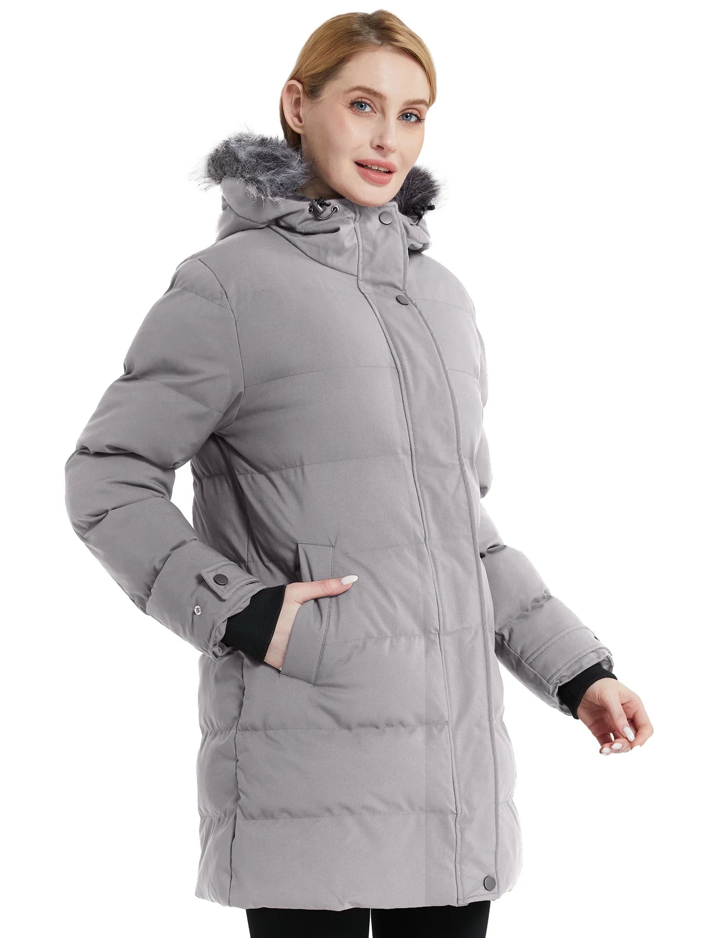 Women'S Recycled Winter Coat Winter Jacket Warm Puffer Coat Black M